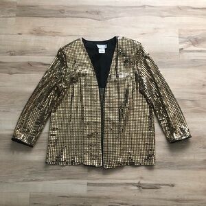 Vintage Braemar Petites by Jeremy Scott Gold Sequin Blazer Made in Canada
